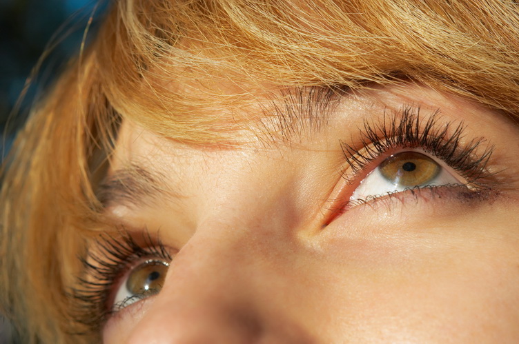 blond girl's eye closeup